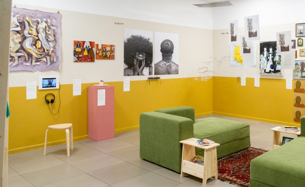 Hidden in our Hair, 2022. Displayed at Migration Museum’s community-curated exhibition Inside/Outside and All In Between. Photographed by Sopo Ramischwili. 