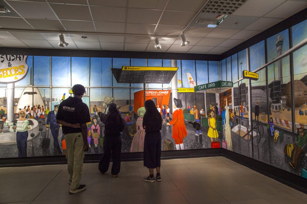 Departures, 2023. Displayed at Migration Museum’s exhibition All Our Stories: Migration and the Making of Britain. Photograph: Elzbieta Piekacz. 