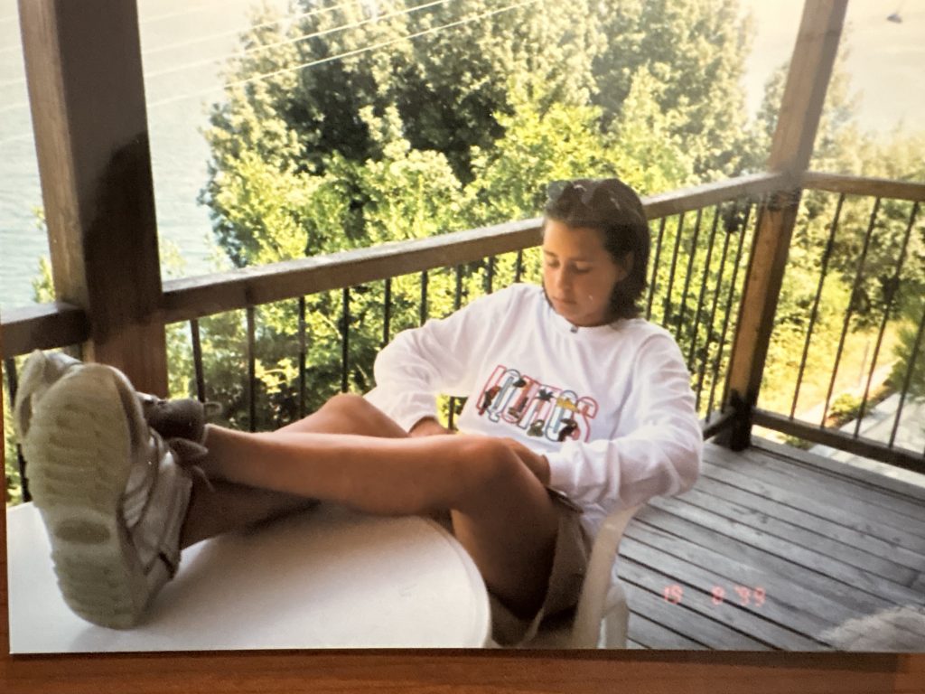 Aged 14 on holiday, wearing a t-shirt from Peru that was sent to me as a gift from my Auntie. Iquitos is the city my parents lived in, and the city where I was conceived before being born in Blackpool.