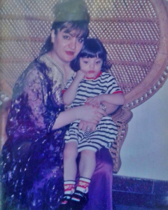 Mariam as a child with her mum during their years living in Saudi Arabia.